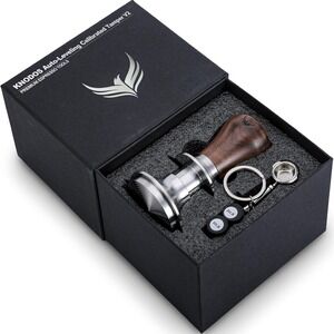 KNODOS 51mm Espresso Tamper Calibrated Walnut Steel Ripple Base 30lb